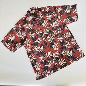 Tommy Bahama 100% Silk Men's Hawaiian Shirt Maroon/ Red Size M Tropical